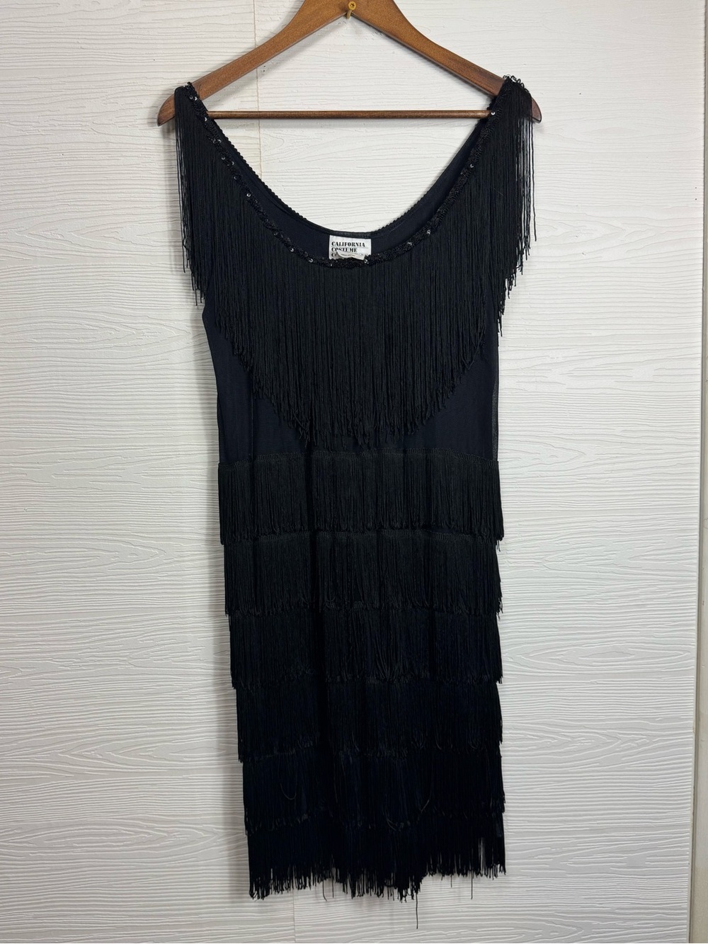 Black Fringe Sheath Dress - Women's Flapper Costume Dress XL - Picture 3 of 8